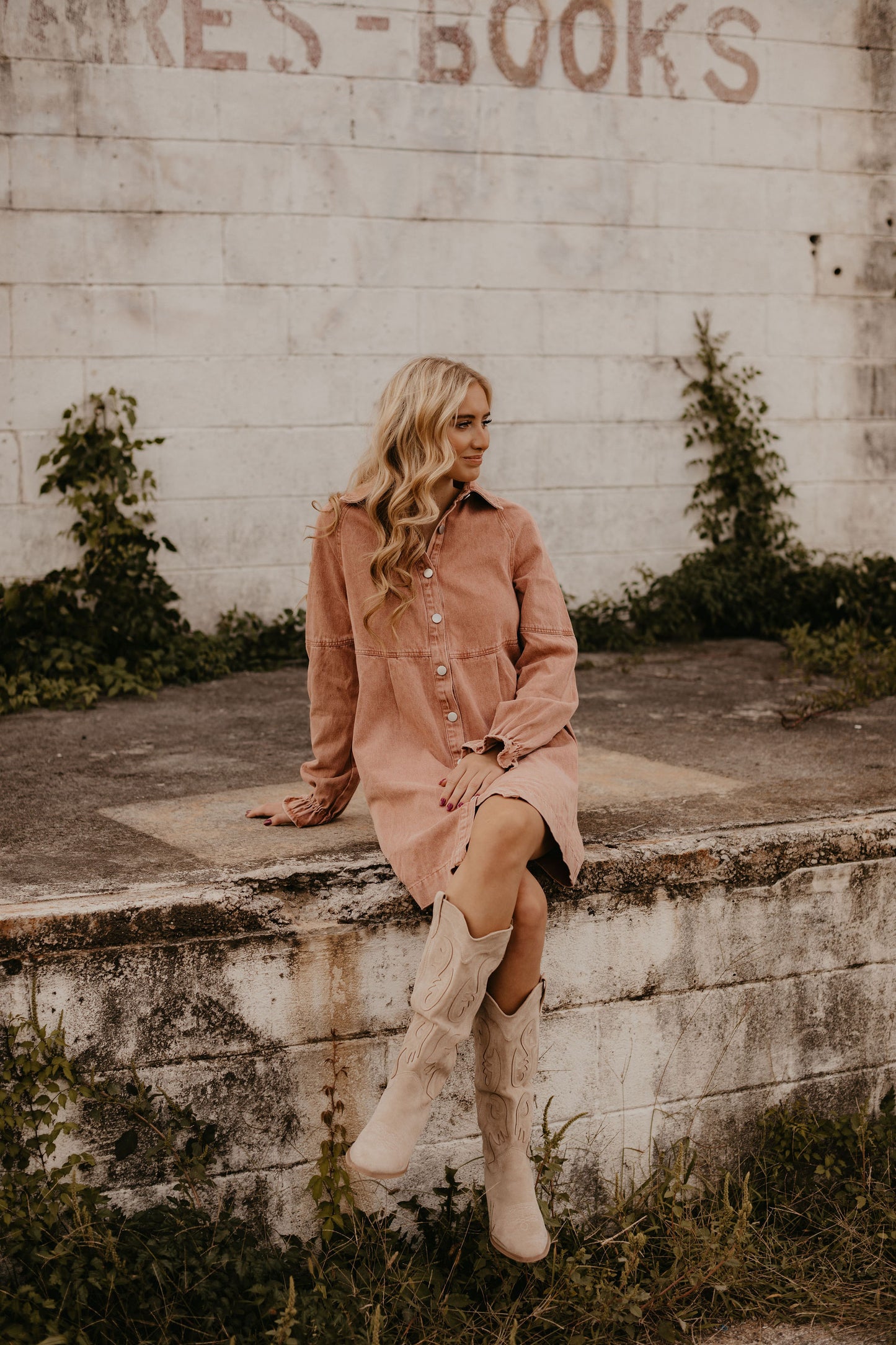 ALL FOR COLORED DENIM DRESS