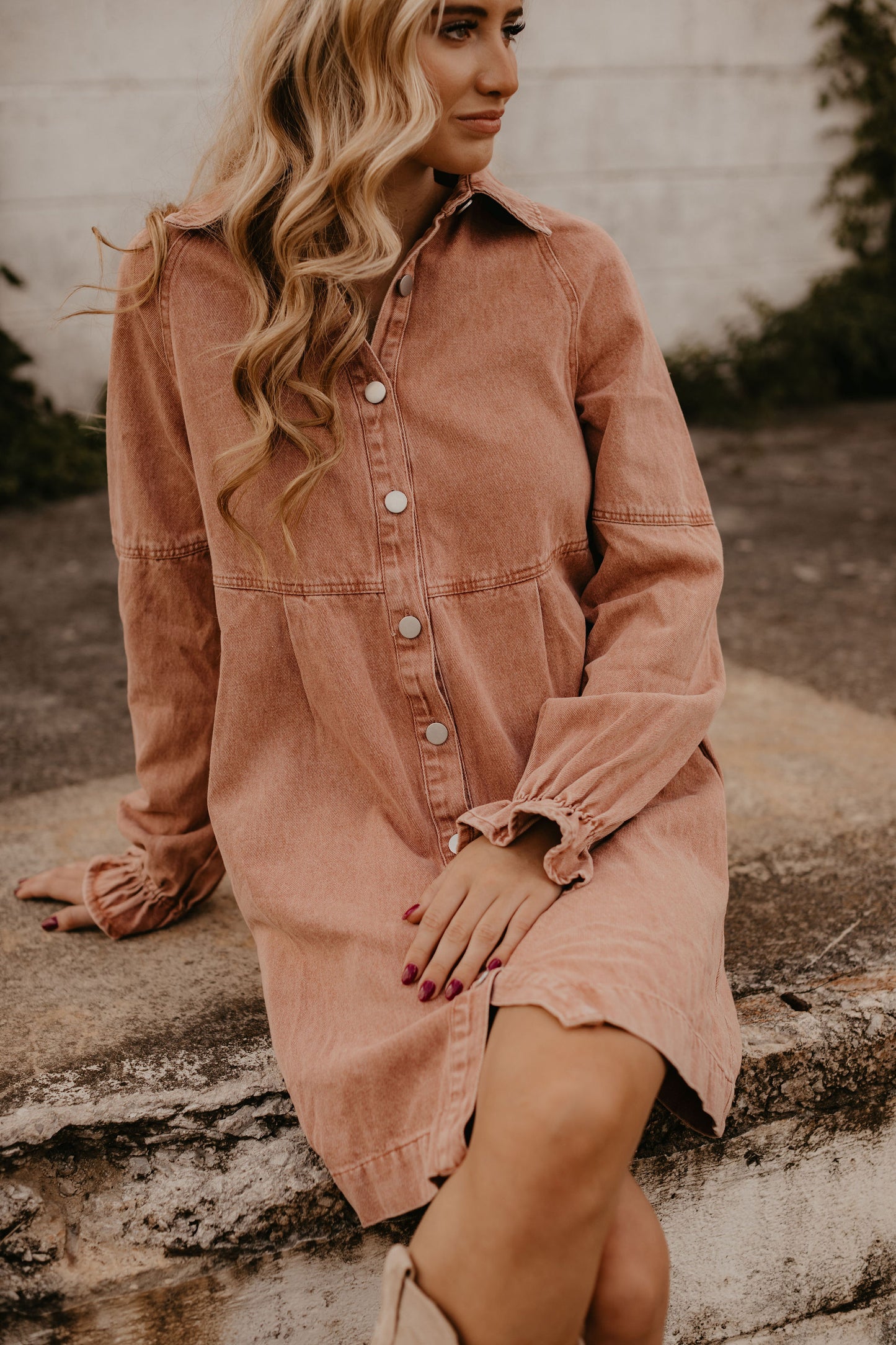 ALL FOR COLORED DENIM DRESS