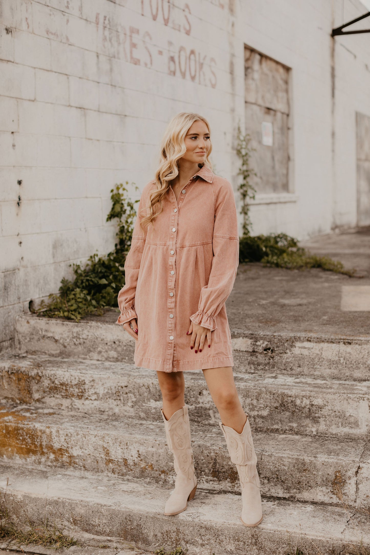 ALL FOR COLORED DENIM DRESS