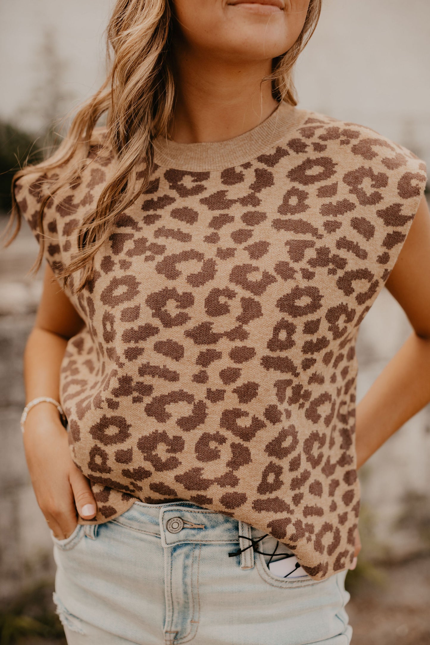 LEAH LEOPARD SWEATER VEST