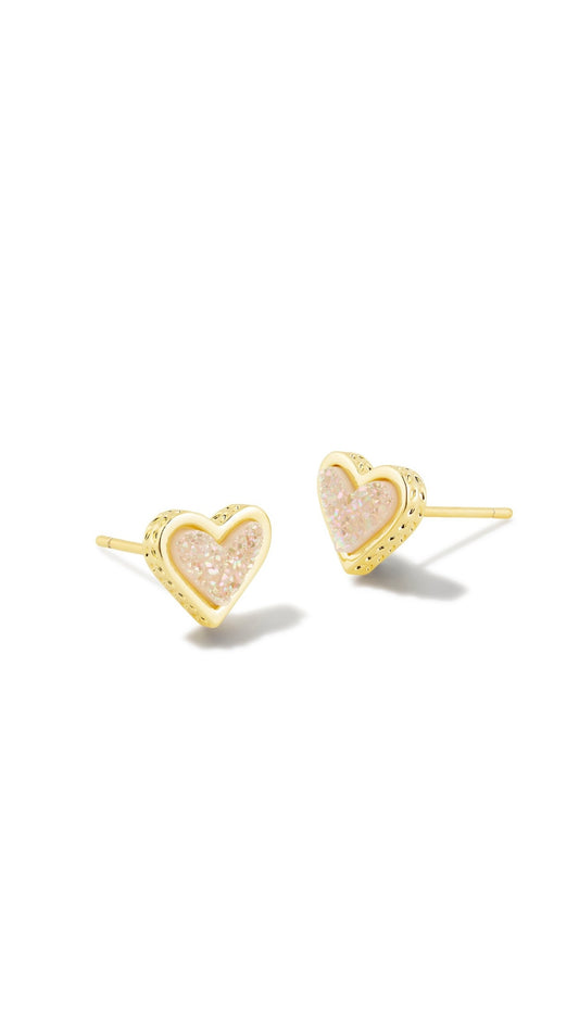 KENDRA SCORT FRAMED ARI HEART STUD EARRINGS