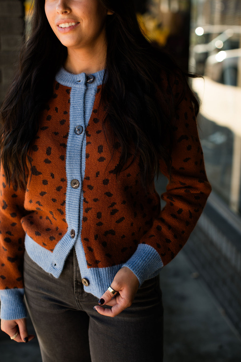 FAWN PATTERNED SWEATER CARDI