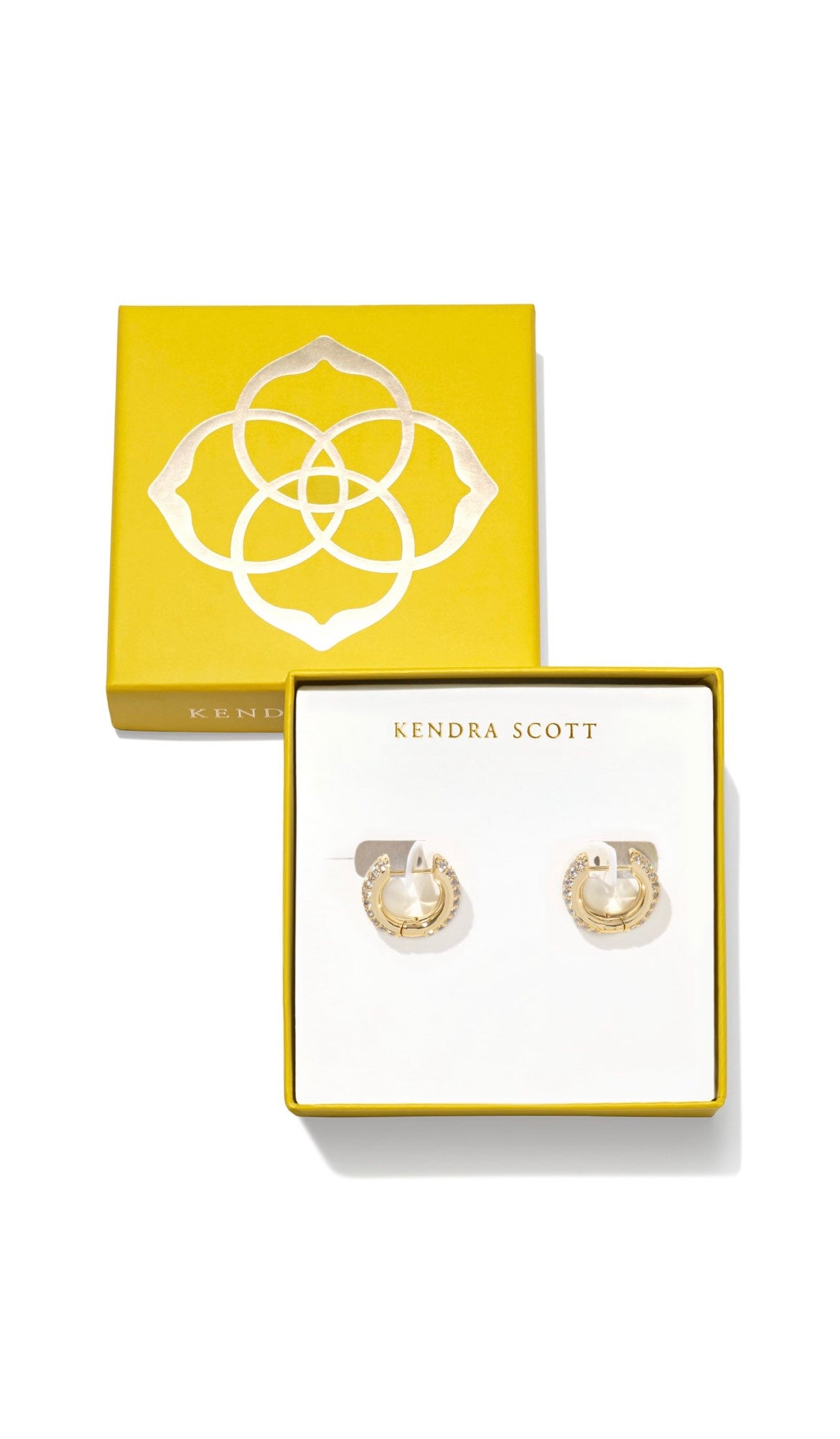 KENDRA SCOTT BOXED MIKKI PAVE HUGGIE EARRINGS