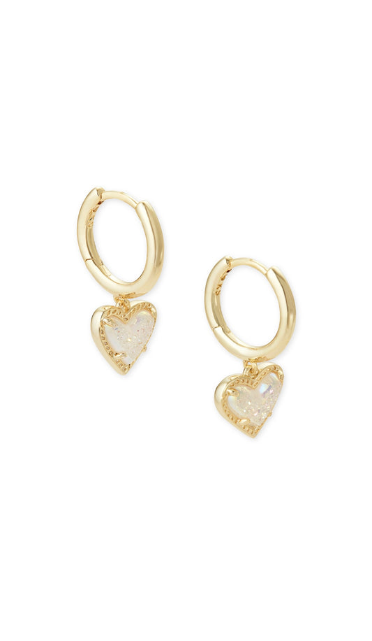 KENDRA SCOTT ARI HEART HUGGIE EARRINGS