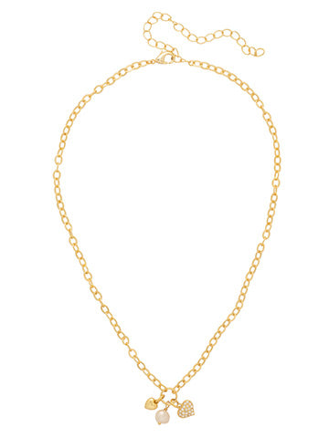 SORRELLI HEART & PEARL CHARM NECKLACF